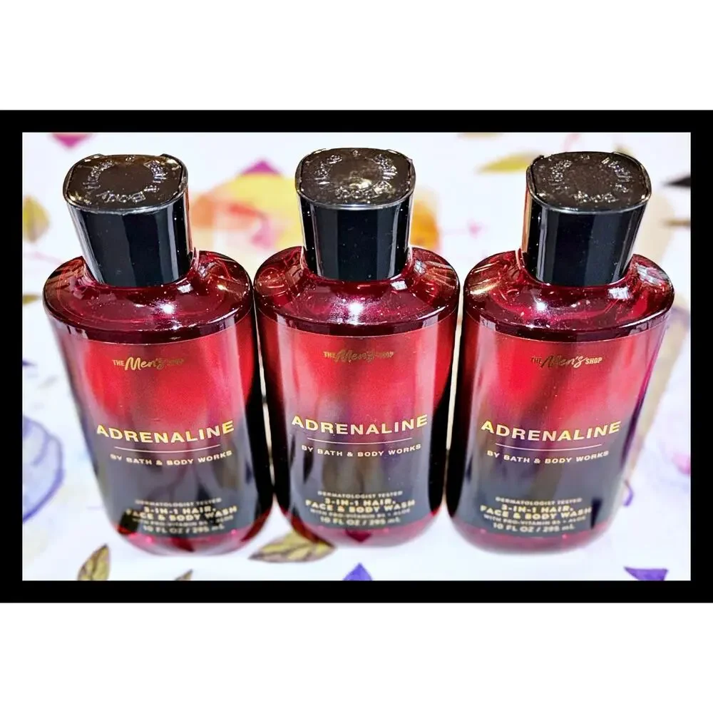Bath & Body Works 10 oz Adrenaline Men's 3-in-1 Hair Face Body Wash Gel x3